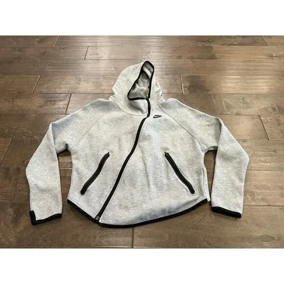 Nike Womens Gray Tech Fleece Butterfly Sweatshirt Full Zip Jacket Size S 617358 - Picture 2 of 10